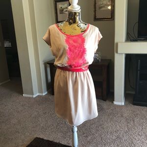 NWT Express neon pink belted dress